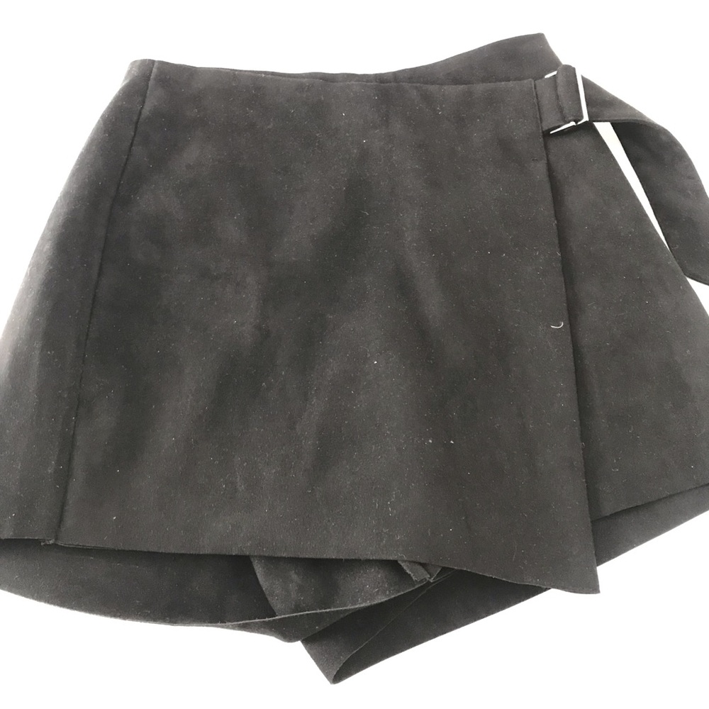 Black Faux Suede Skort